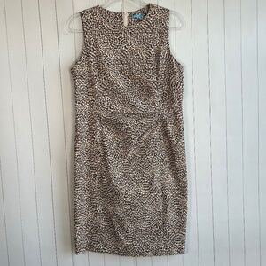 J. Mclaughlin size Anne dress sheath ruched brown leopard cheetah print stretchy